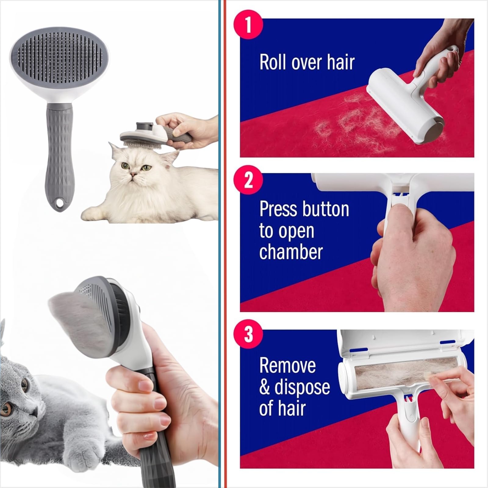 CLPCLP pet hair comb included boosts effectiveness on stubborn fur