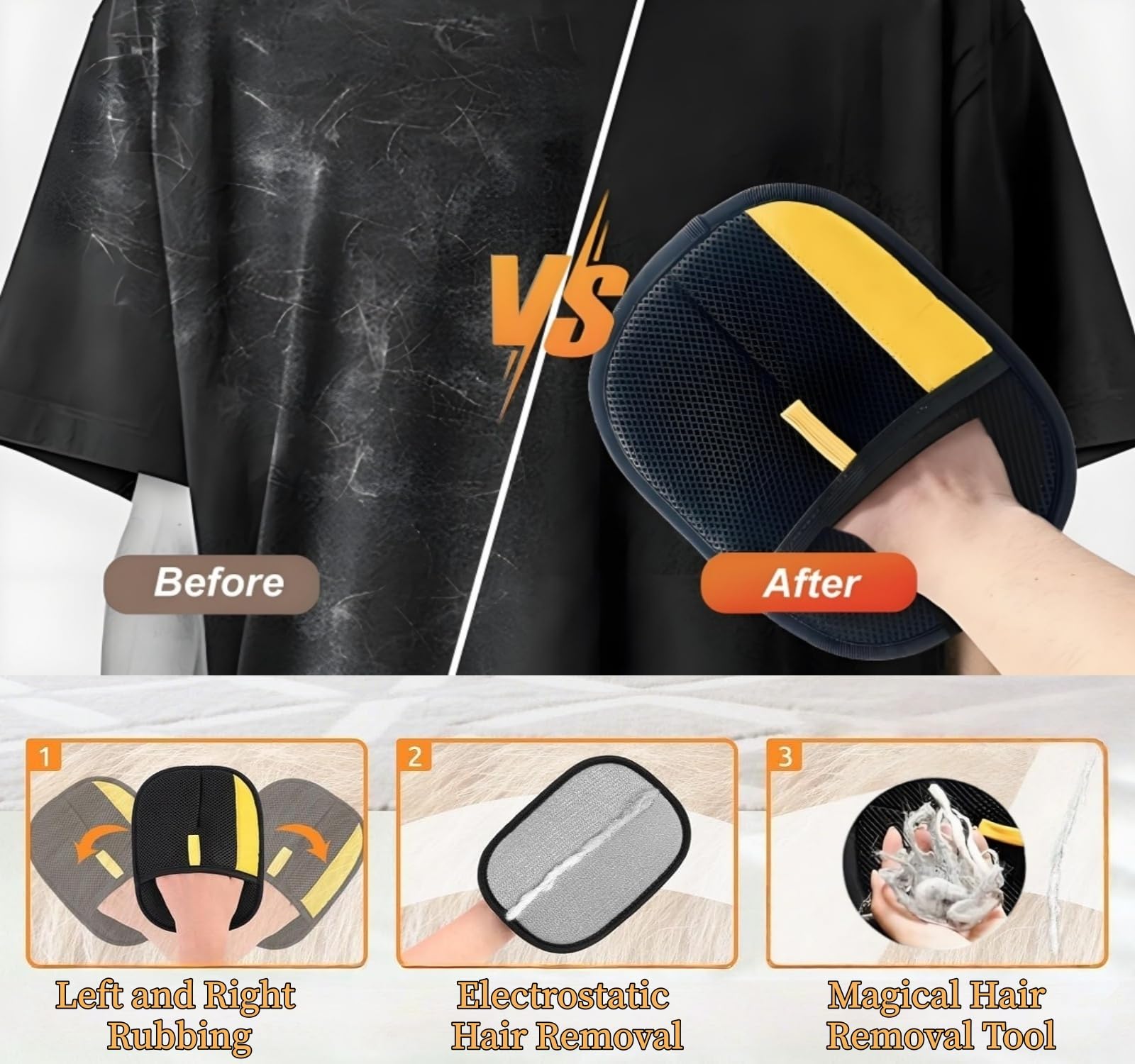 CLPCLP pet hair removal glove shown as reusable tool for eco-friendly cleanup.