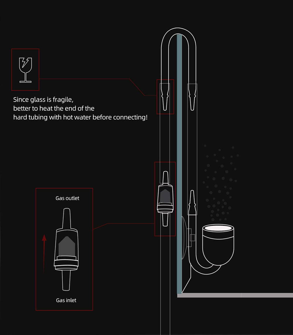 Clscea diffuser tubing connection shows 4/6mm compatible CO2 hose.