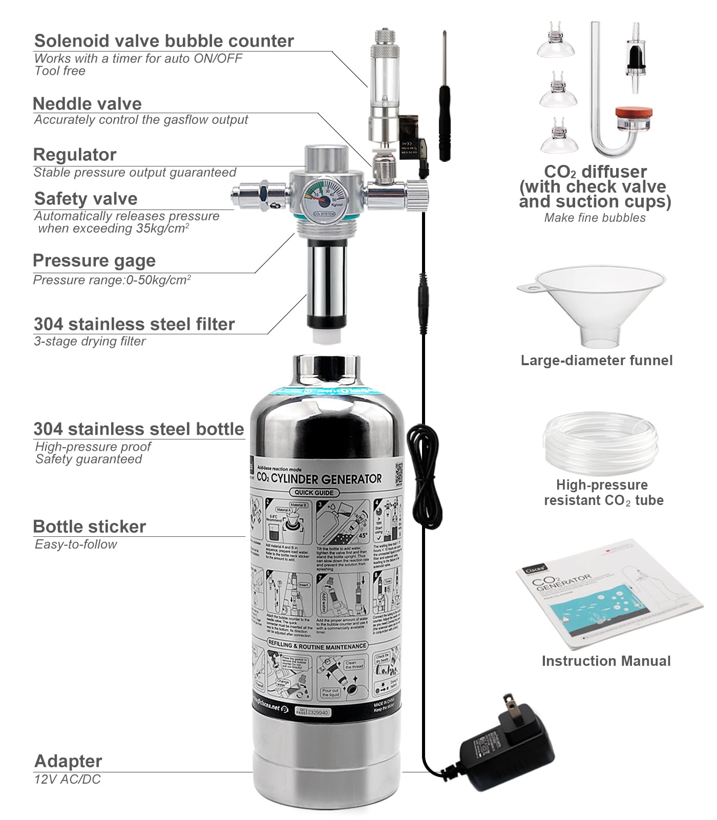 Clscea bubble counter demonstrates steady release for small tanks with few plants.