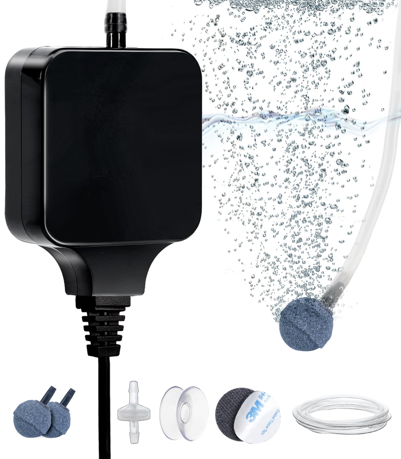 Clscea Aquarium Mini Air Aerator quiet-design delivers peaceful tank aeration.