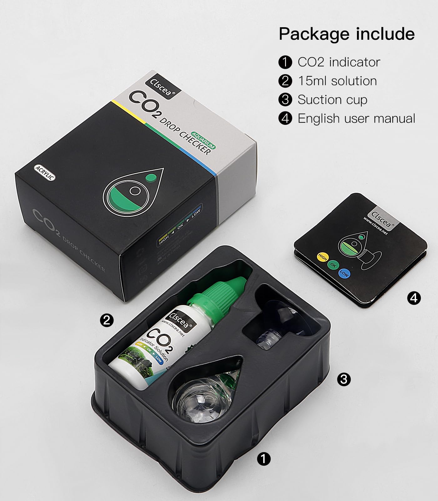 Clscea indicator-solution bottle included for accurate CO2 testing