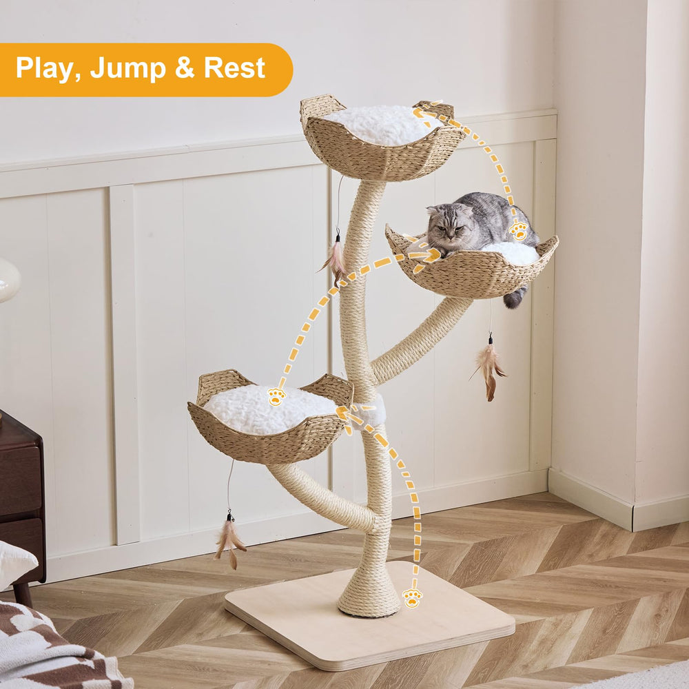 CLVTREBETO bottom basswood base ensures stability for multiple cats.