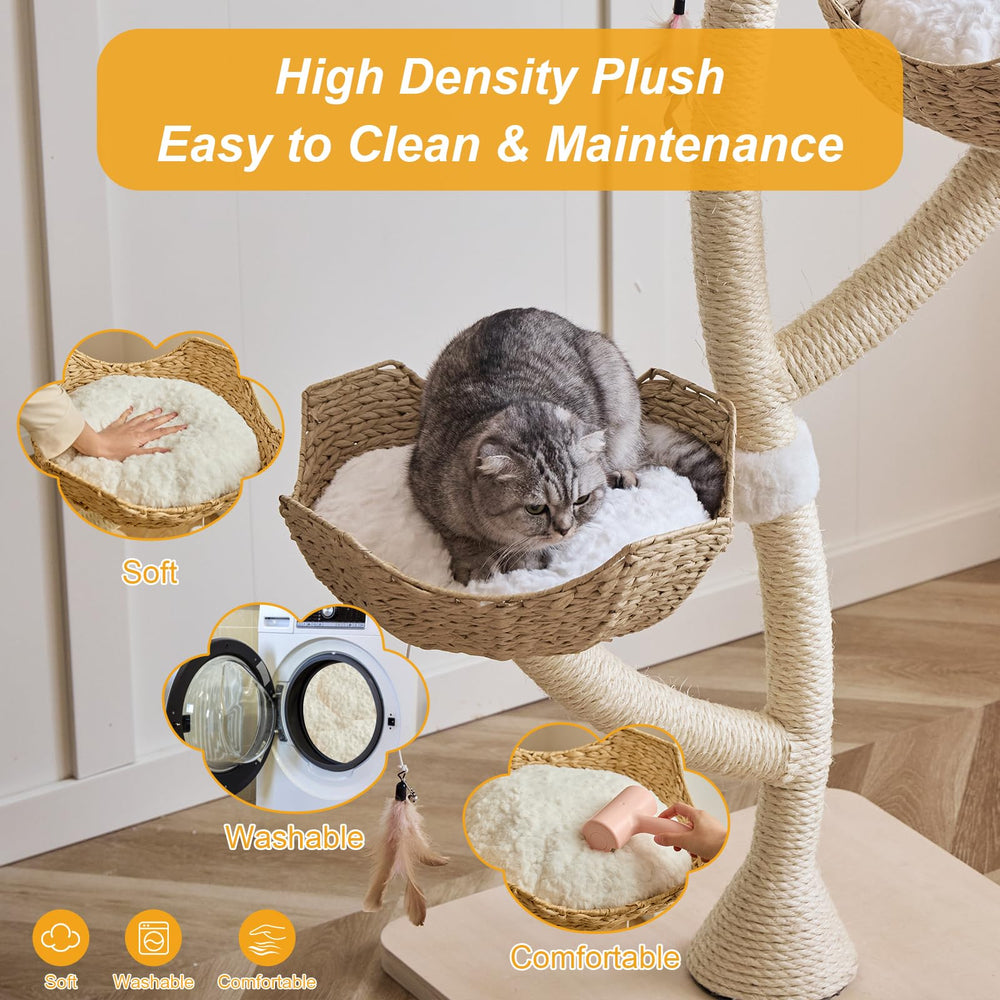 CLVTREBETO cushioned baskets with removable covers invite comfy naps.