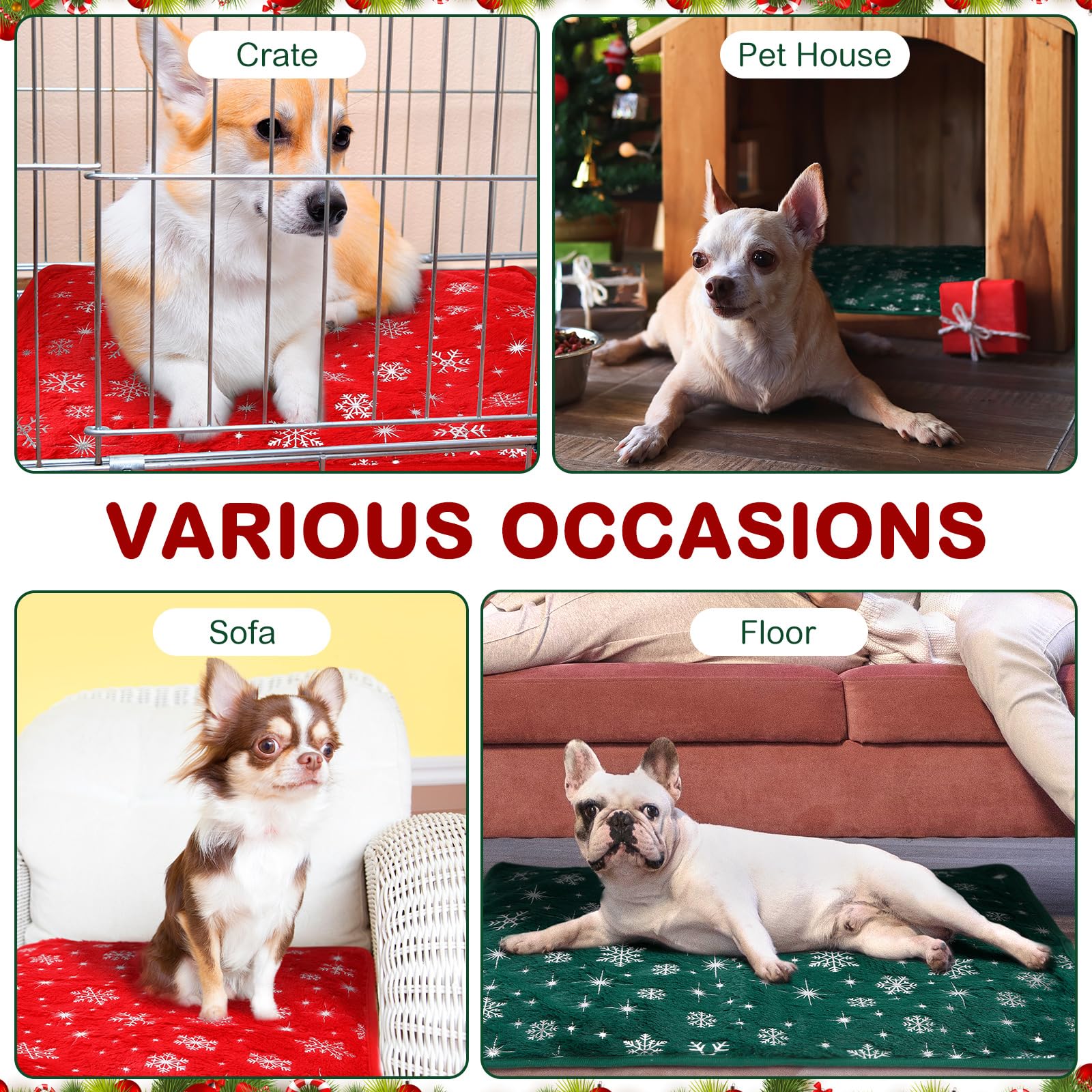 Clysee 16x20 inch pet bed placed inside crate for warm resting spot