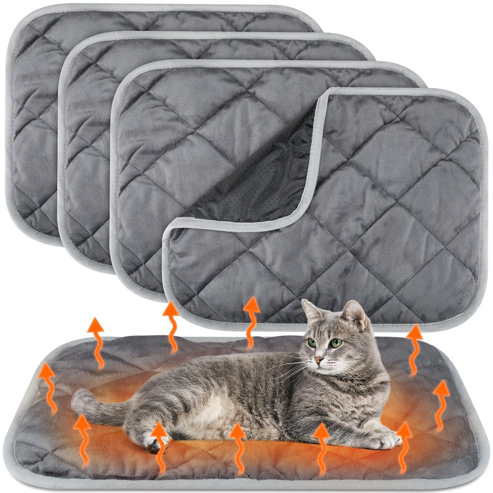 Clysee 4-pack self-heating pet pad gray setup for warm naps