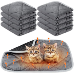 Clysee 8-pack self-heating pet pad showing the 16x20 inch size and warmth.