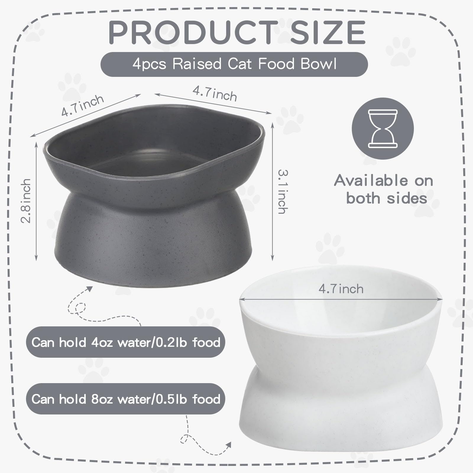 Clysee elevated cat bowls grey with tilt design to reduce neck strain