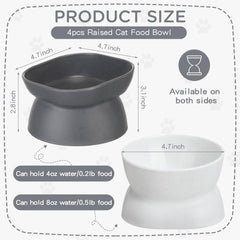 Clysee elevated cat bowls grey with tilt design to reduce neck strain
