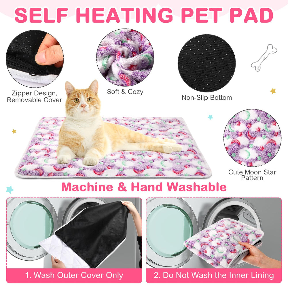 Clysee self-heating cat bed 16x20 inch layout shows roomy warmth area