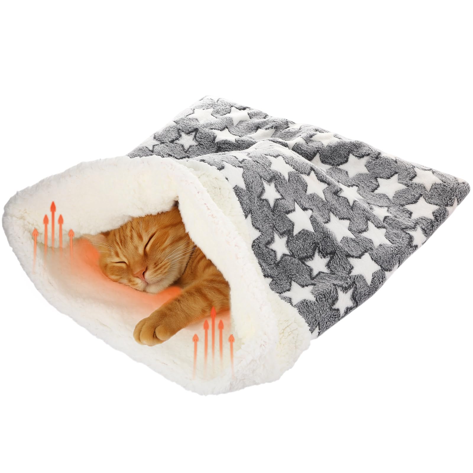 Clysee self-heating cat sleeping bag front view shows cozy den design and warmth potential