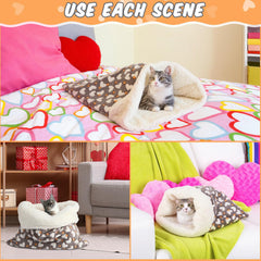 Clysee self-heating cat sleeping bag placed on sofa for home use.