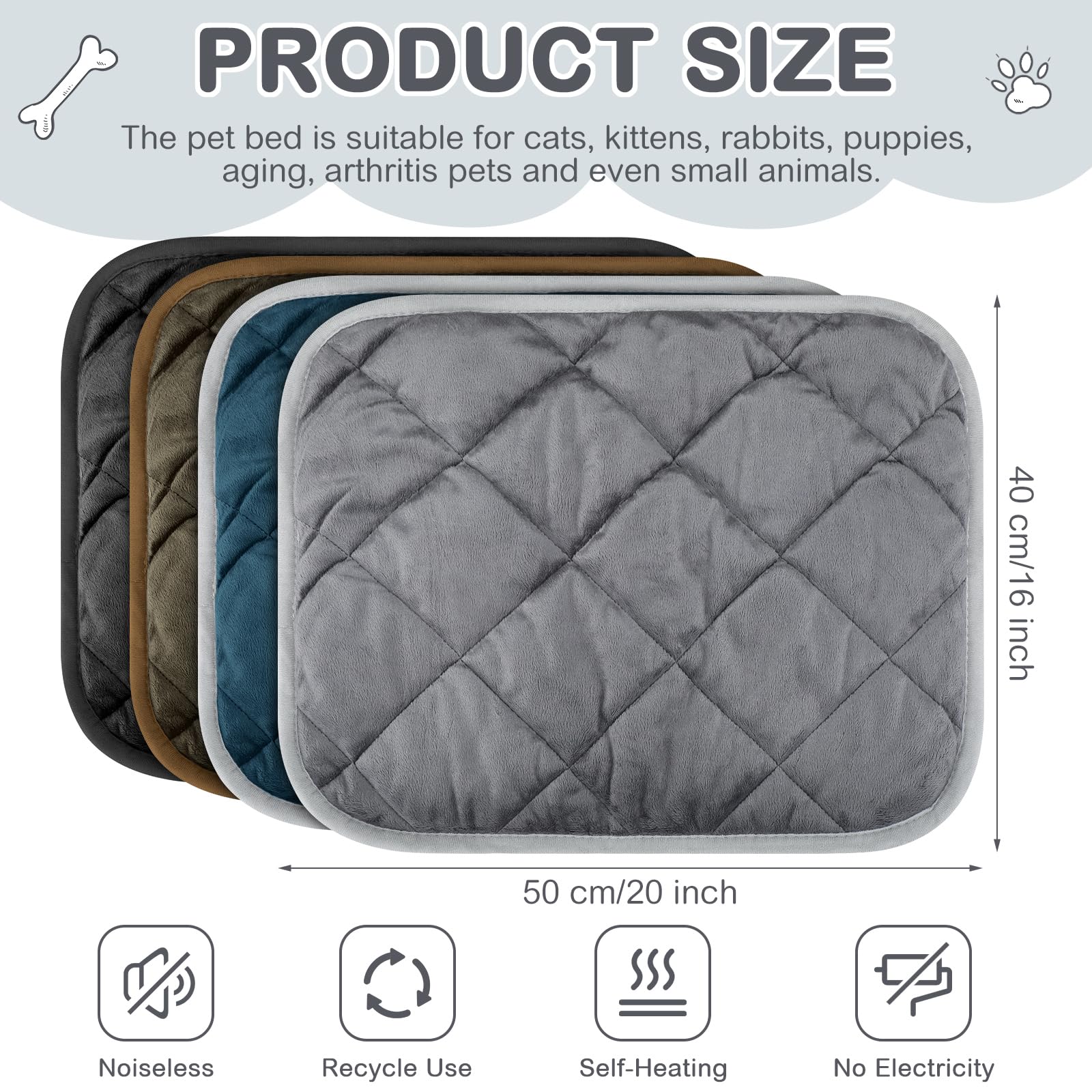 Clysee self-heating pet mat close-up shows body-heat reflection for extra warmth.