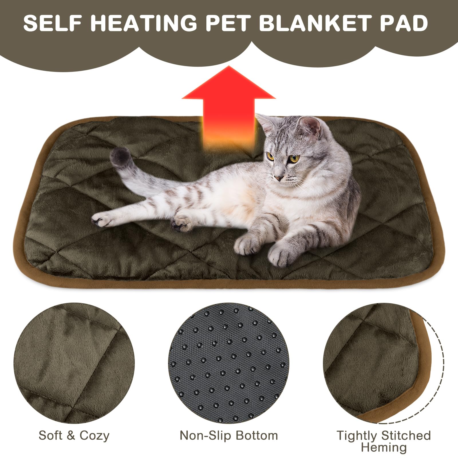 Clysee self-heating pet pad used by a dog in a crate for portable warmth