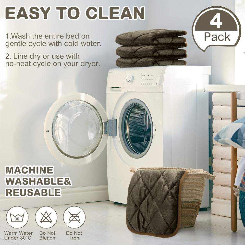 Clysee self-heating pet pad in coffee color being washed in a washer