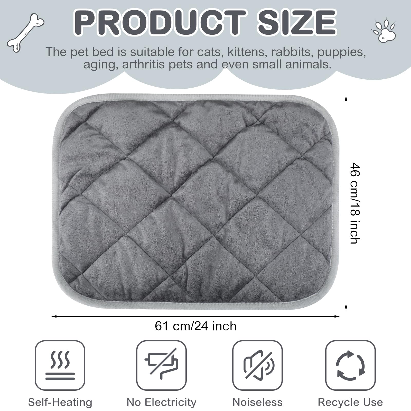Clysee self-heating pet pad fluffy fabric close-up shows soft surface