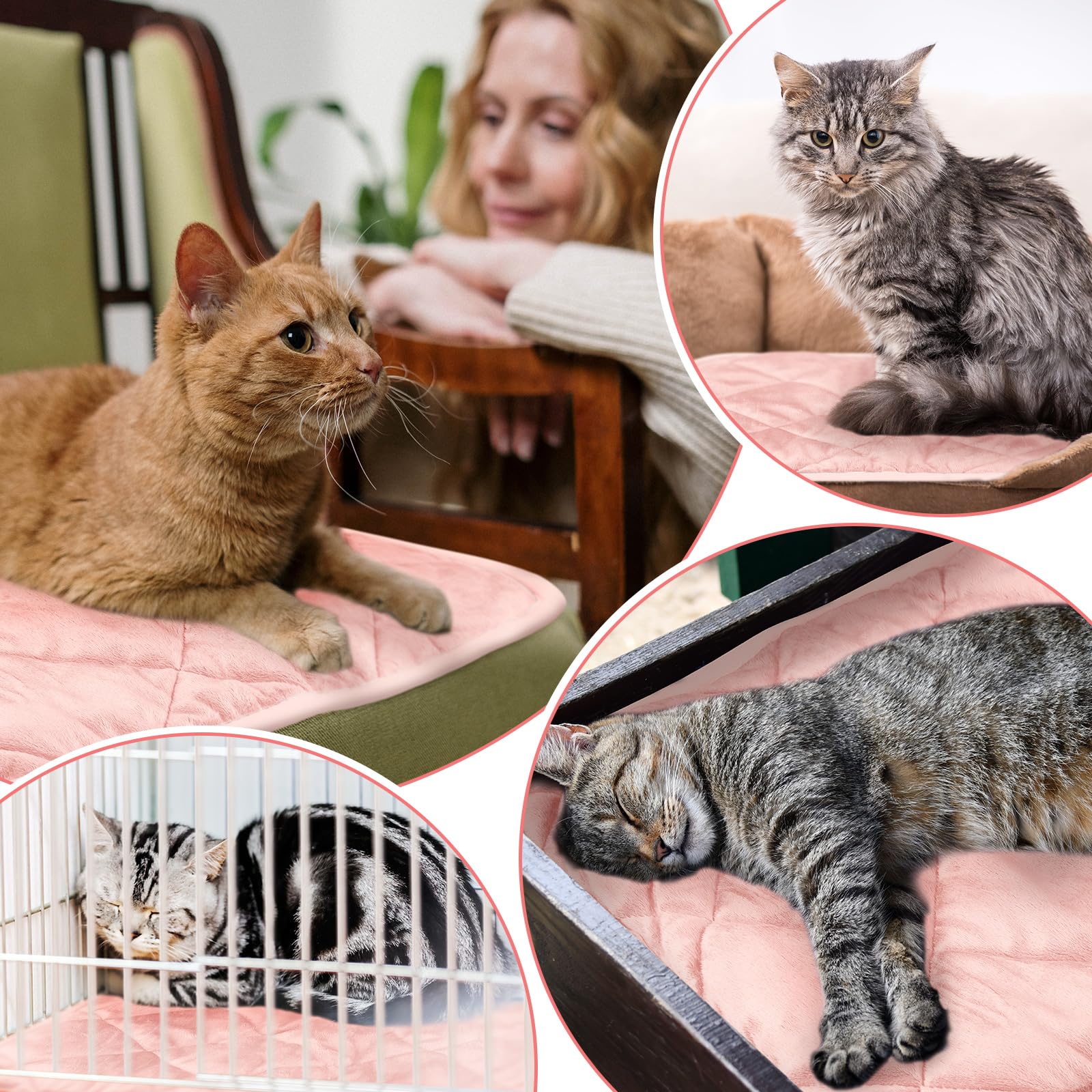 Clysee self-heating pet pad pink 16x20 five-layer structure enhances heat retention.
