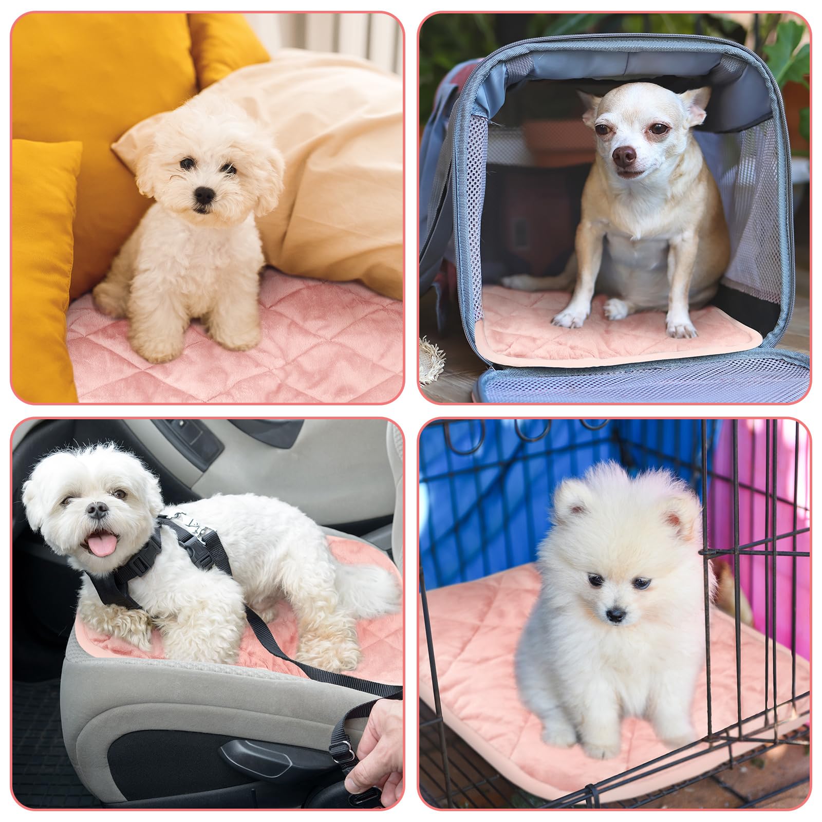 Clysee self-heating pet pad pink 16x20 machine washable for easy cleaning.