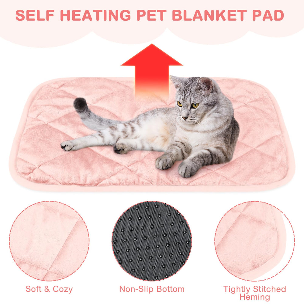 Clysee self-heating pet pad pink 16x20 no-plug design safety and convenience.