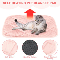 Clysee self-heating pet pad pink 16x20 no-plug design safety and convenience.