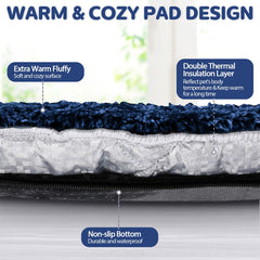 Clysee self-warming cat bed blue removable cover for easy washing.