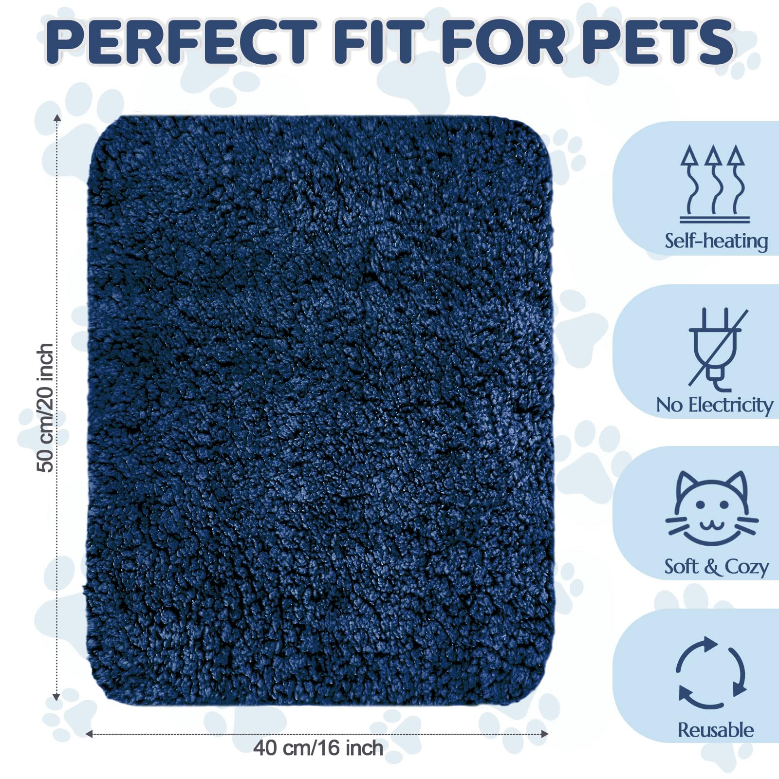Clysee self-warming cat bed blue soft plush fabric for comfort.
