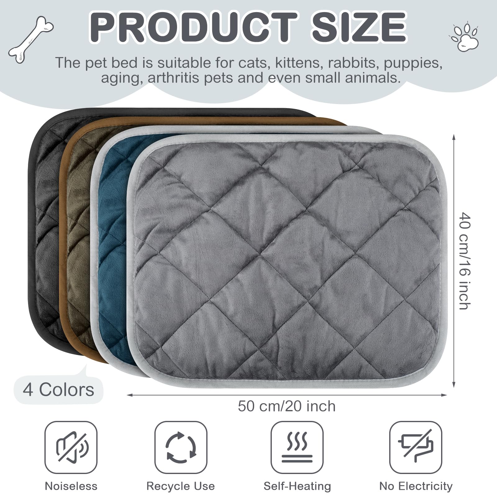 Clysee self warming cat mat blue offers extra warmth for small pets on chilly days.