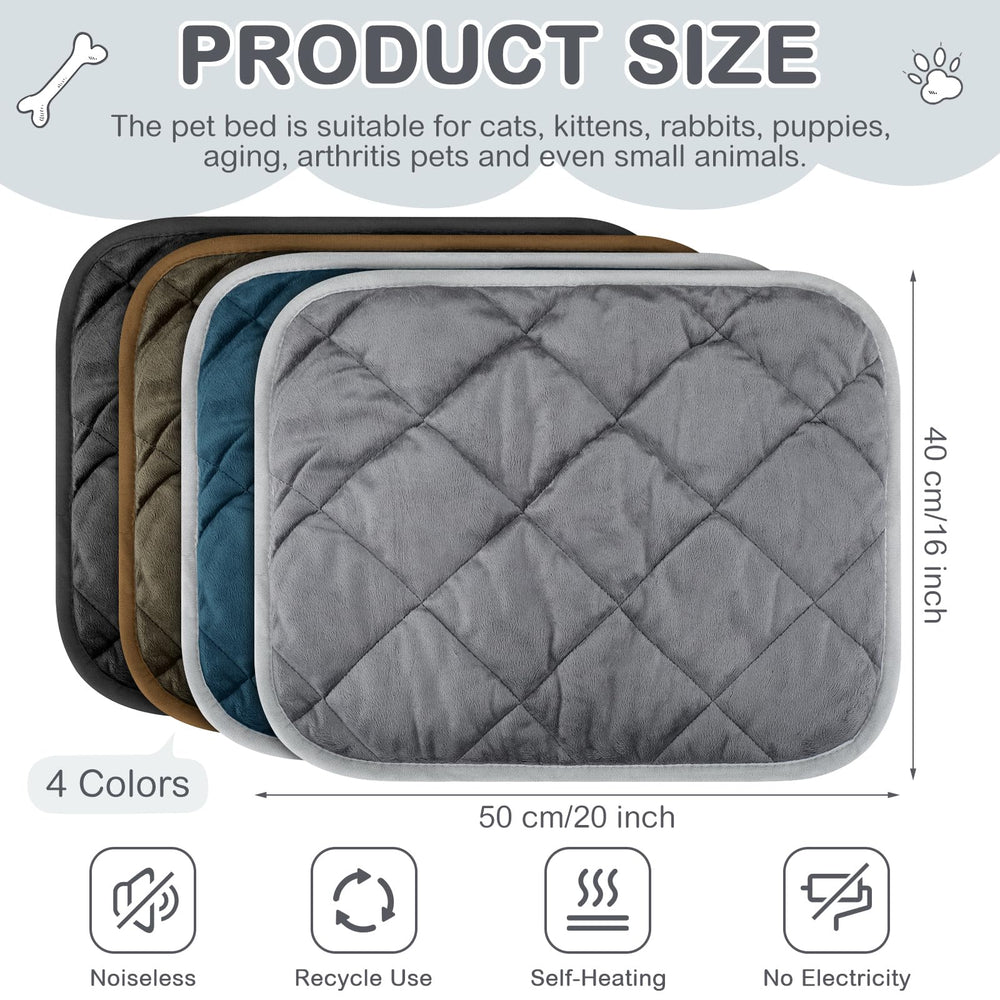 Clysee self warming cat mat blue offers extra warmth for small pets on chilly days.