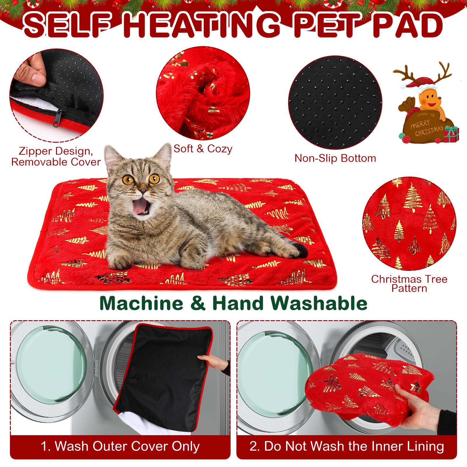 Clysee self-warming pad with removable cover easy to wash