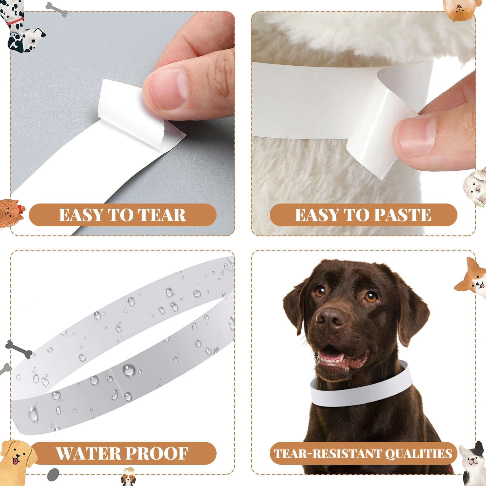 Clysee tear-resistant waterproof whelping collar keeps identification intact in wet conditions.