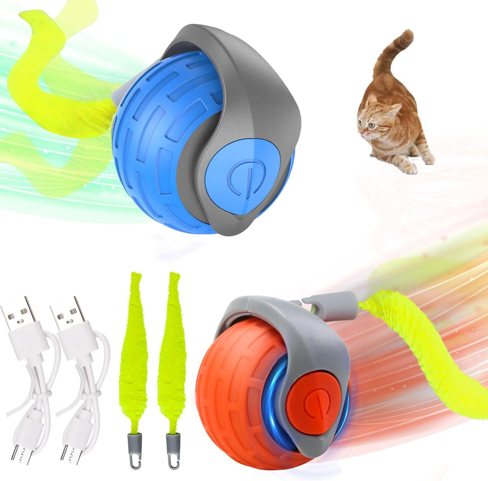 CLYXQP Speedy Tail blue-orange ball activates with motion for engaged cat play