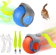 CLYXQP Speedy Tail blue-orange ball activates with motion for engaged cat play