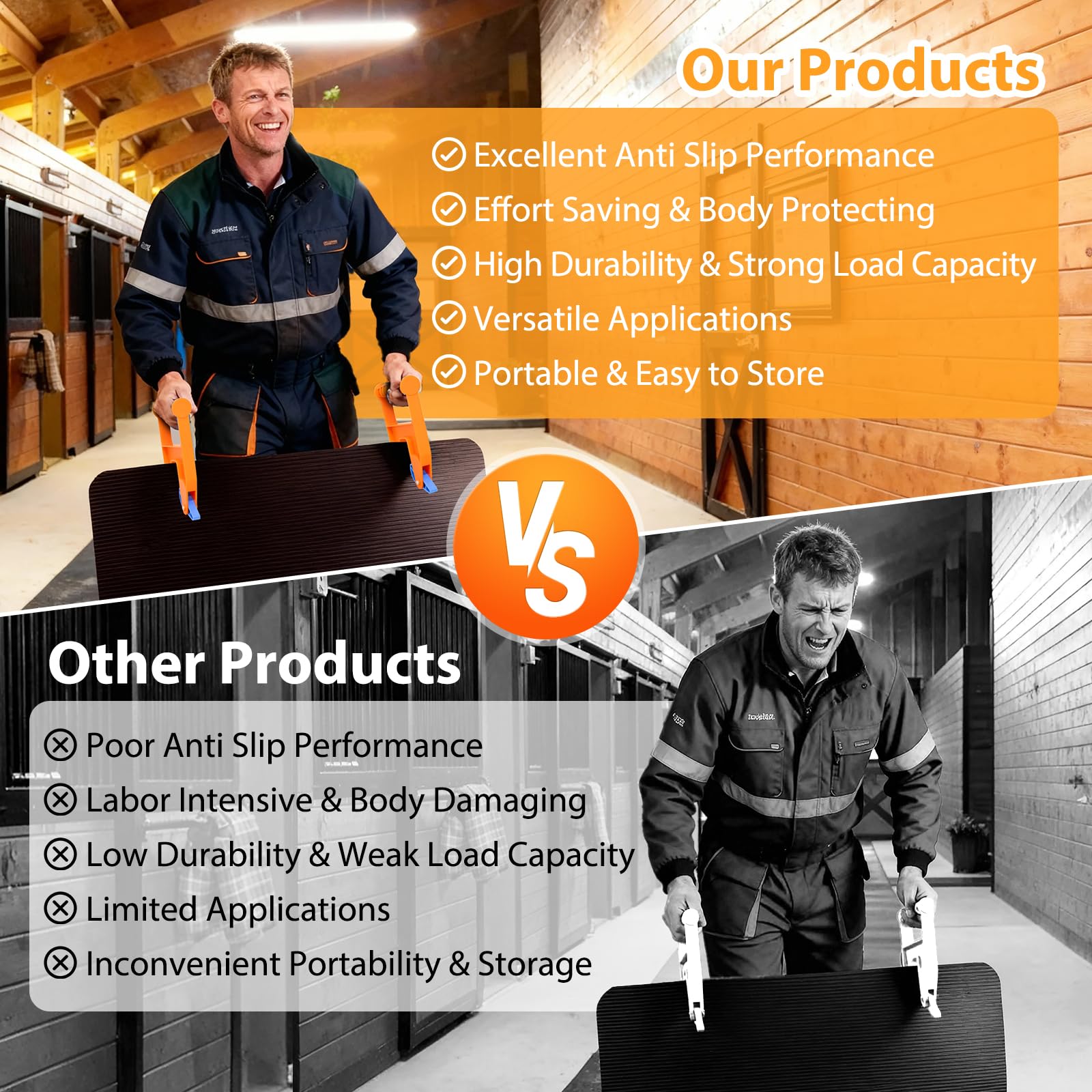 CNARIO ABS construction offers 300+ lbs pulling capacity for heavy mats.
