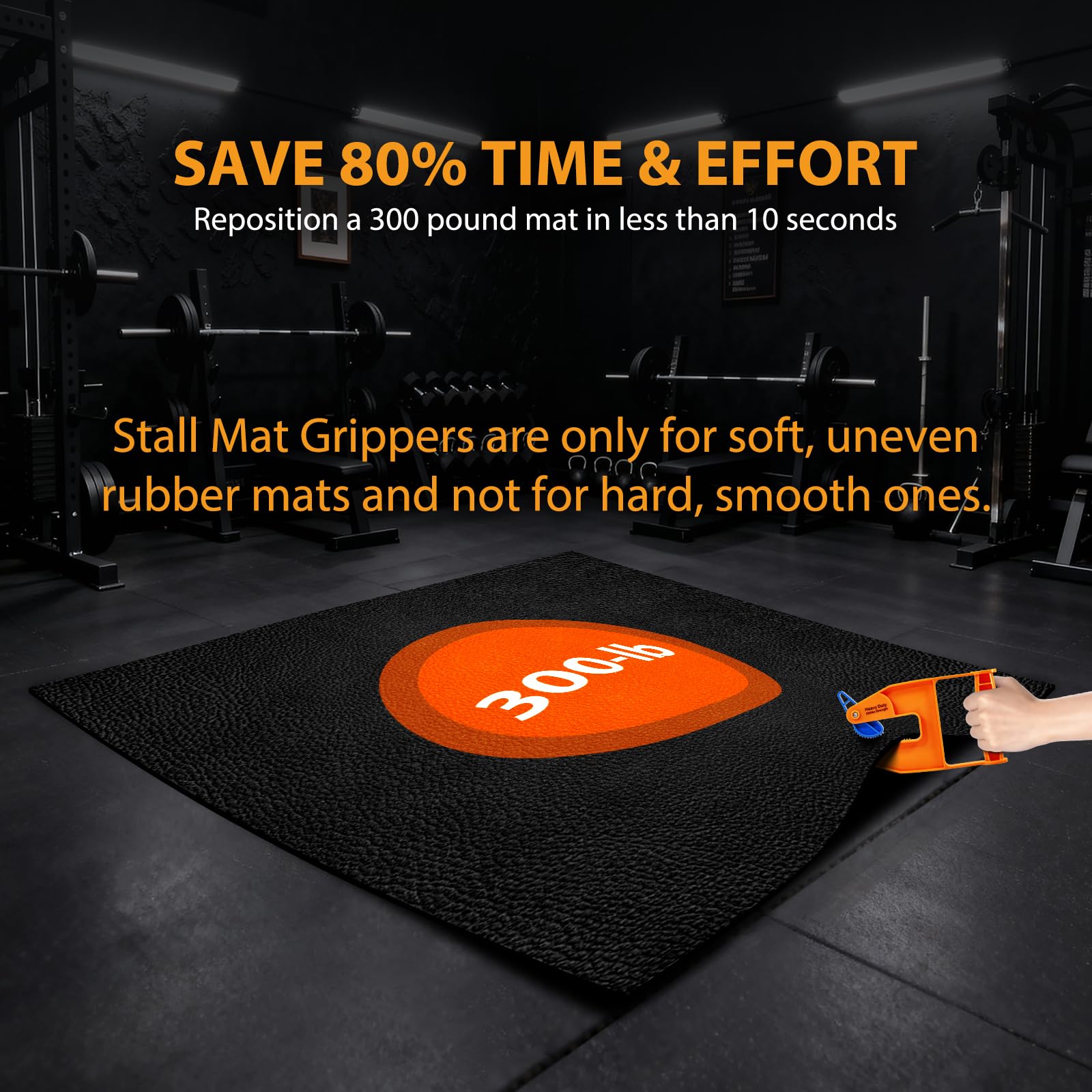 CNARIO mat mover features ergonomic handles to reduce back strain during lifting.