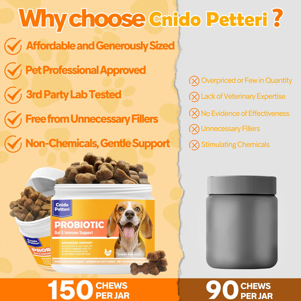 Cnido Petteri probiotics dog meal-time serving next to bowl