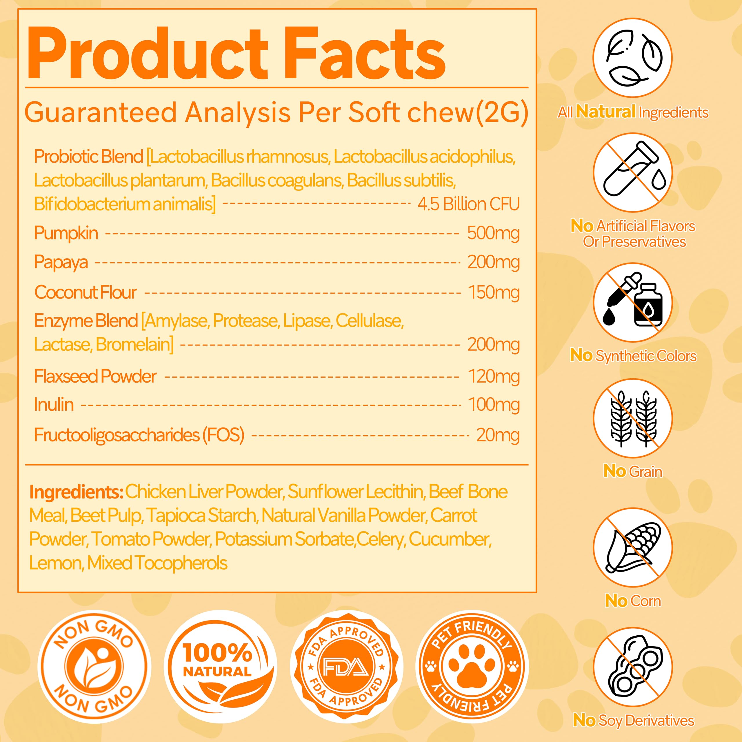 Cnido Petteri probiotics prebiotics and enzymes graphic for immune support and gut balance