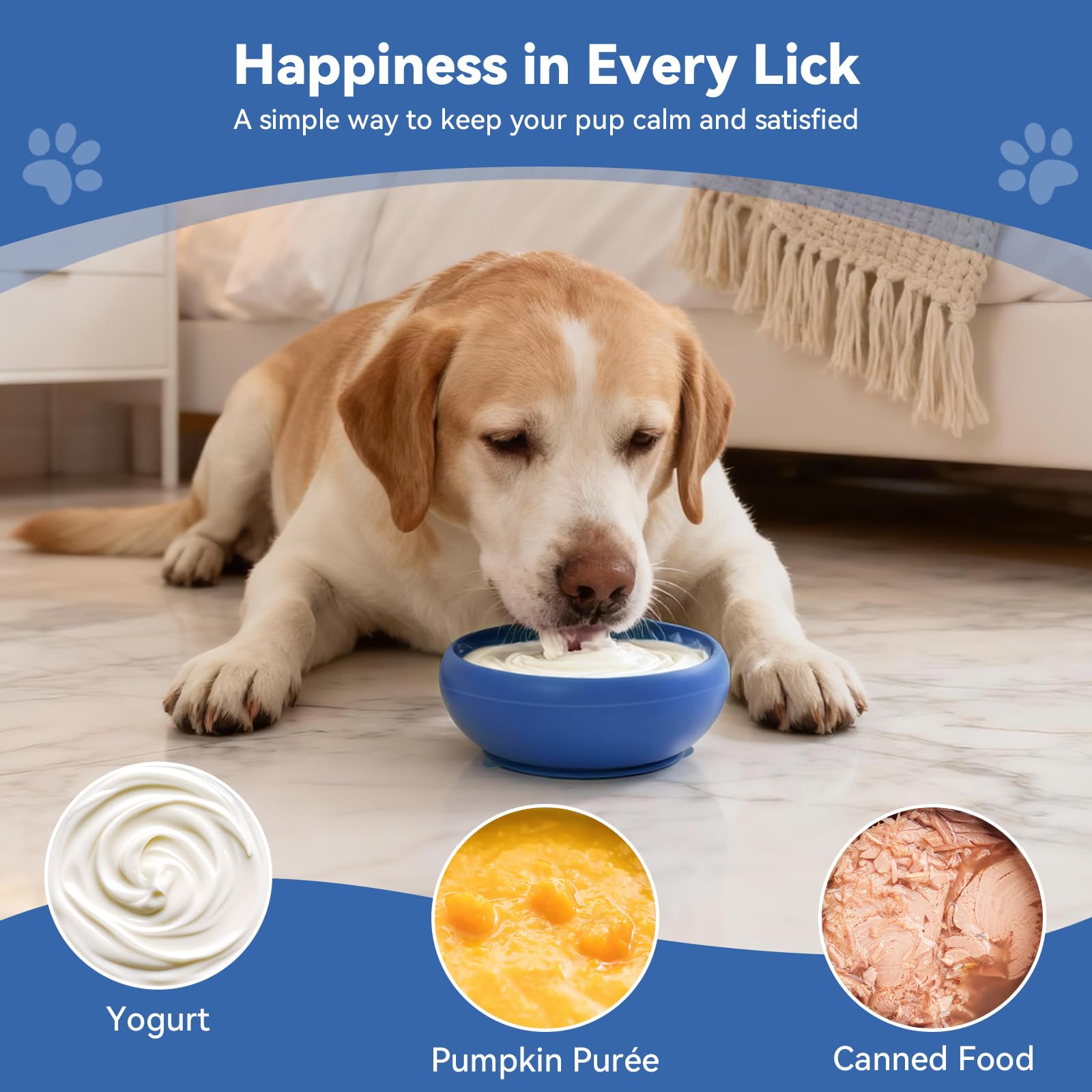 CNMSGM dark blue dog lick bowl fits small to medium dogs