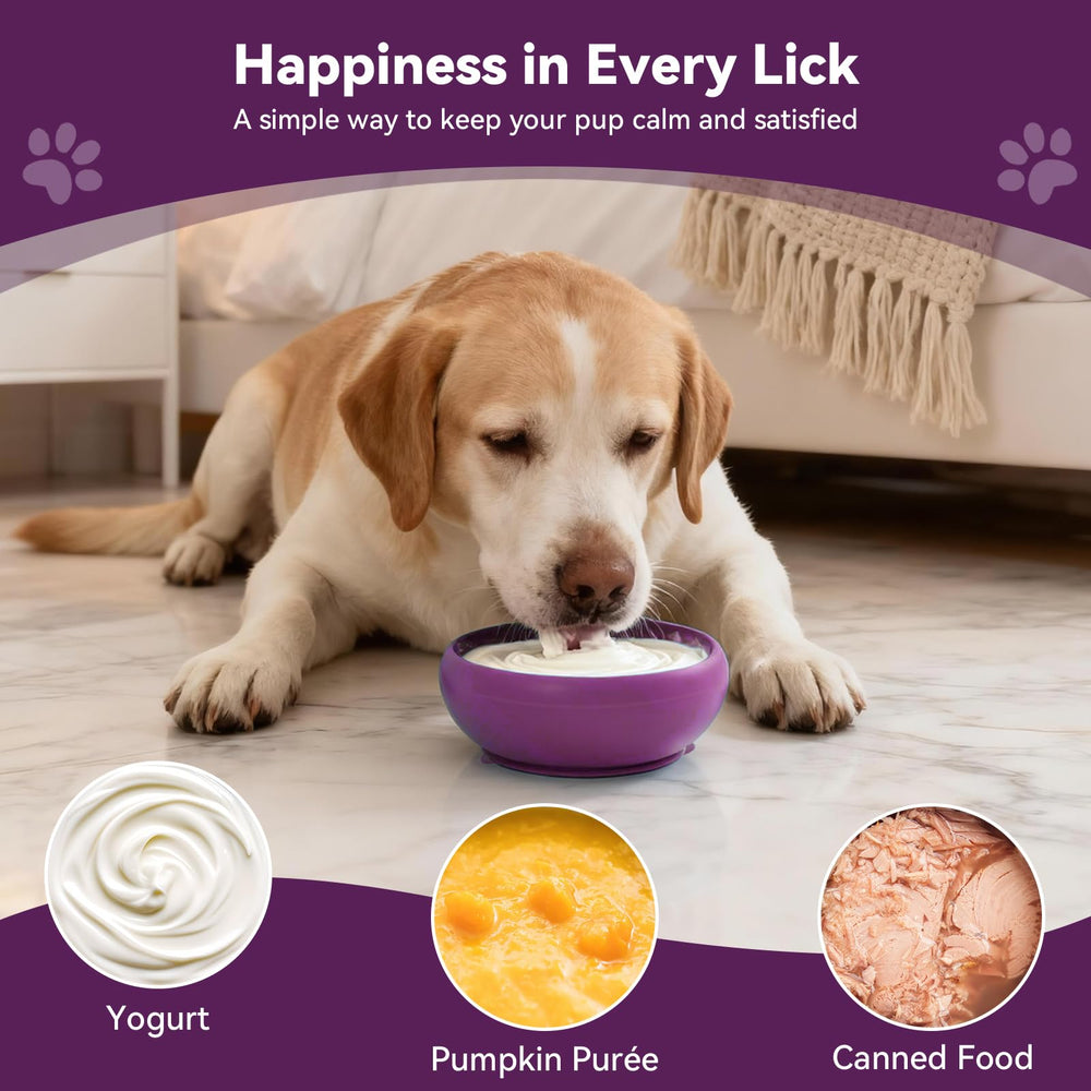 CNMSGM dog lick bowl purple compact design fits small to medium dogs.