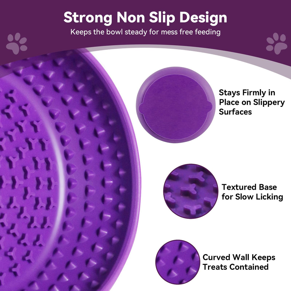 CNMSGM dog lick bowl purple versatile for dry, wet, or treat-filled meals.