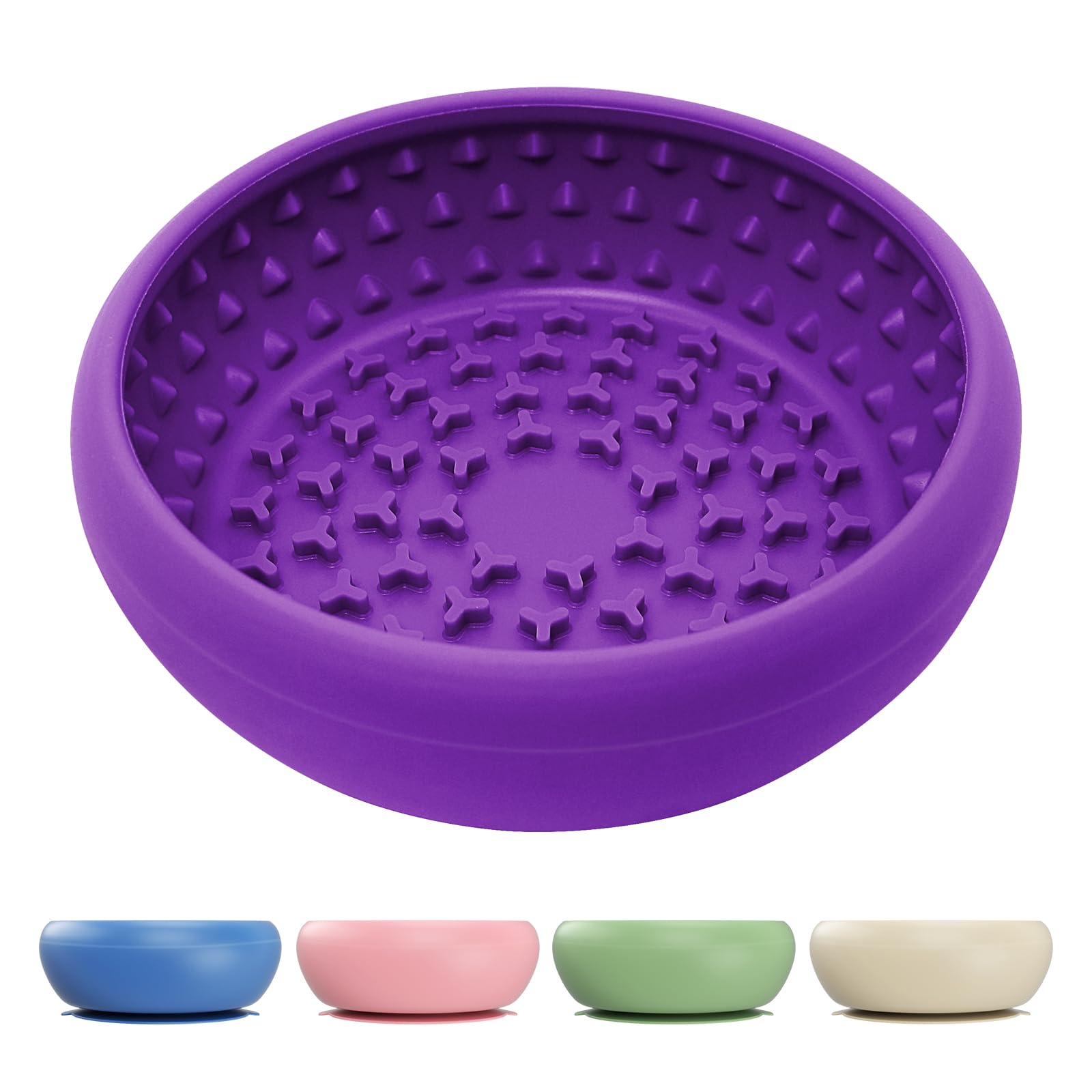 CNMSGM dog lick bowl purple slow feeder promotes calmer meals and pacing.