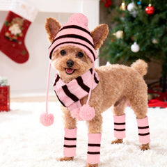 cnomg knitted doggie scarf yellow closeup highlights neck warmth and style