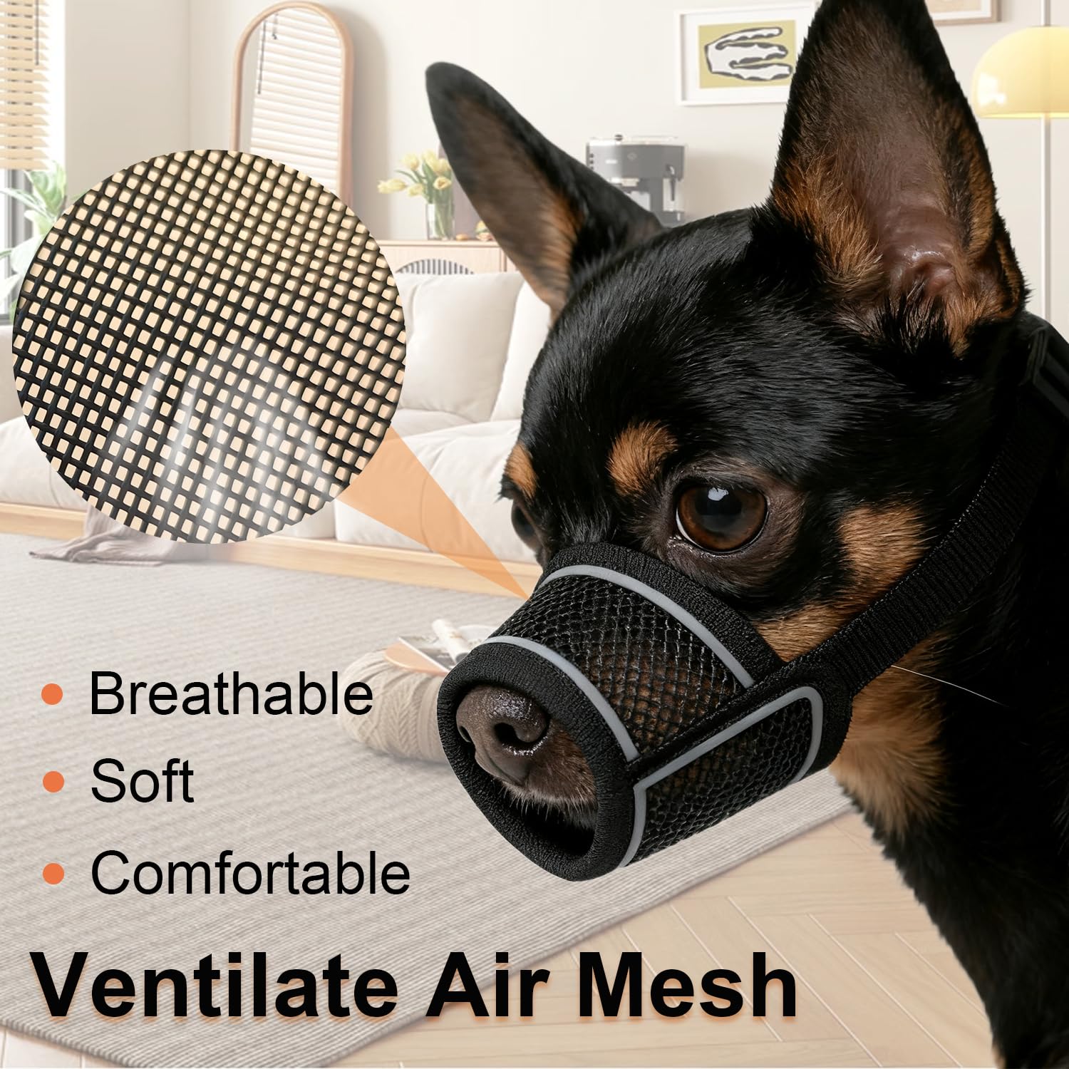 CNSYAF dog muzzle open-front design enables panting and drinking during vet visits