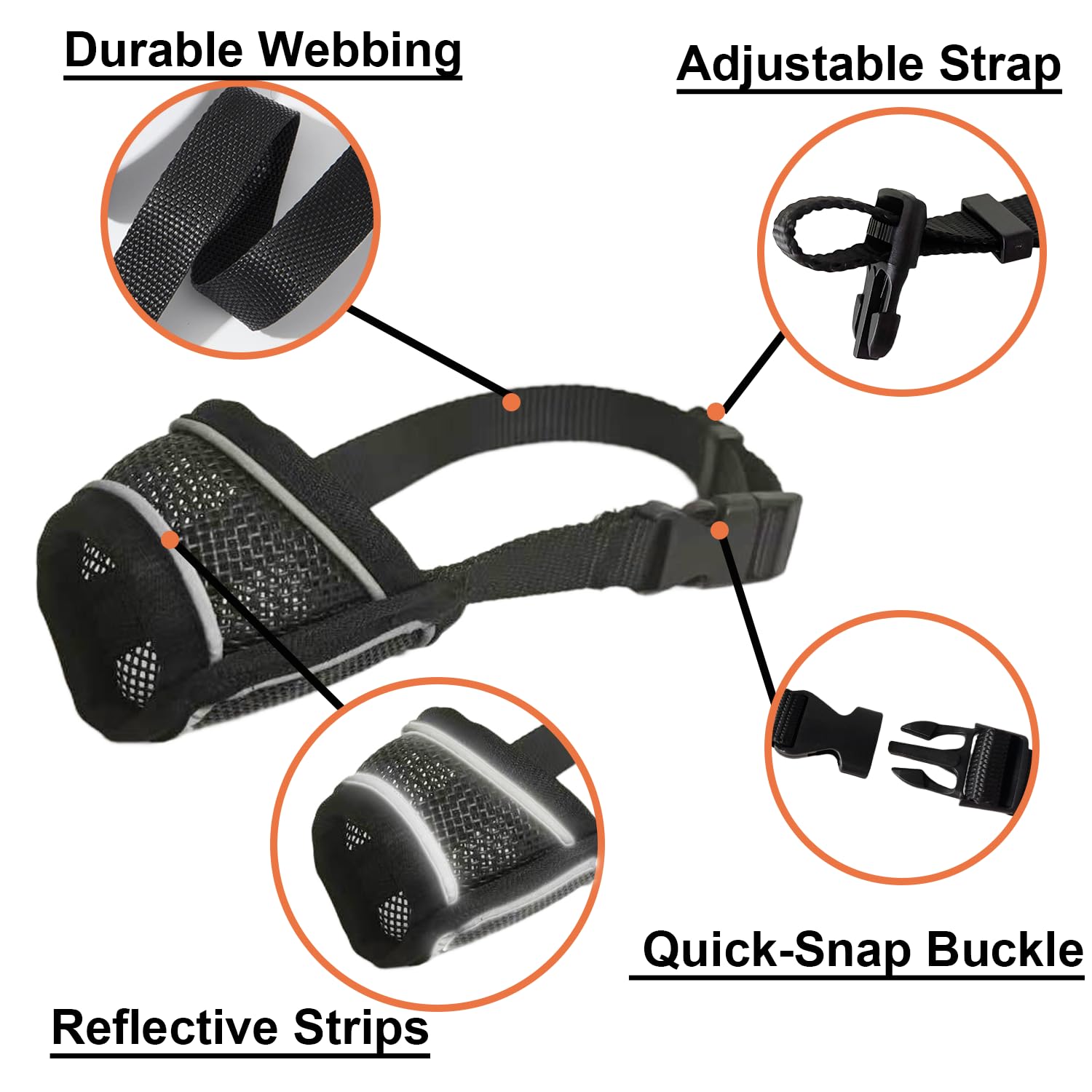 CNSYAF dog muzzle reflective strips increase visibility for dusk and dawn safety