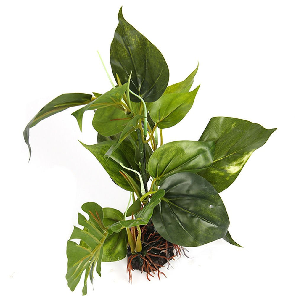 CNZ green lifelike plant adds color and coverage while staying anchored in the tank.