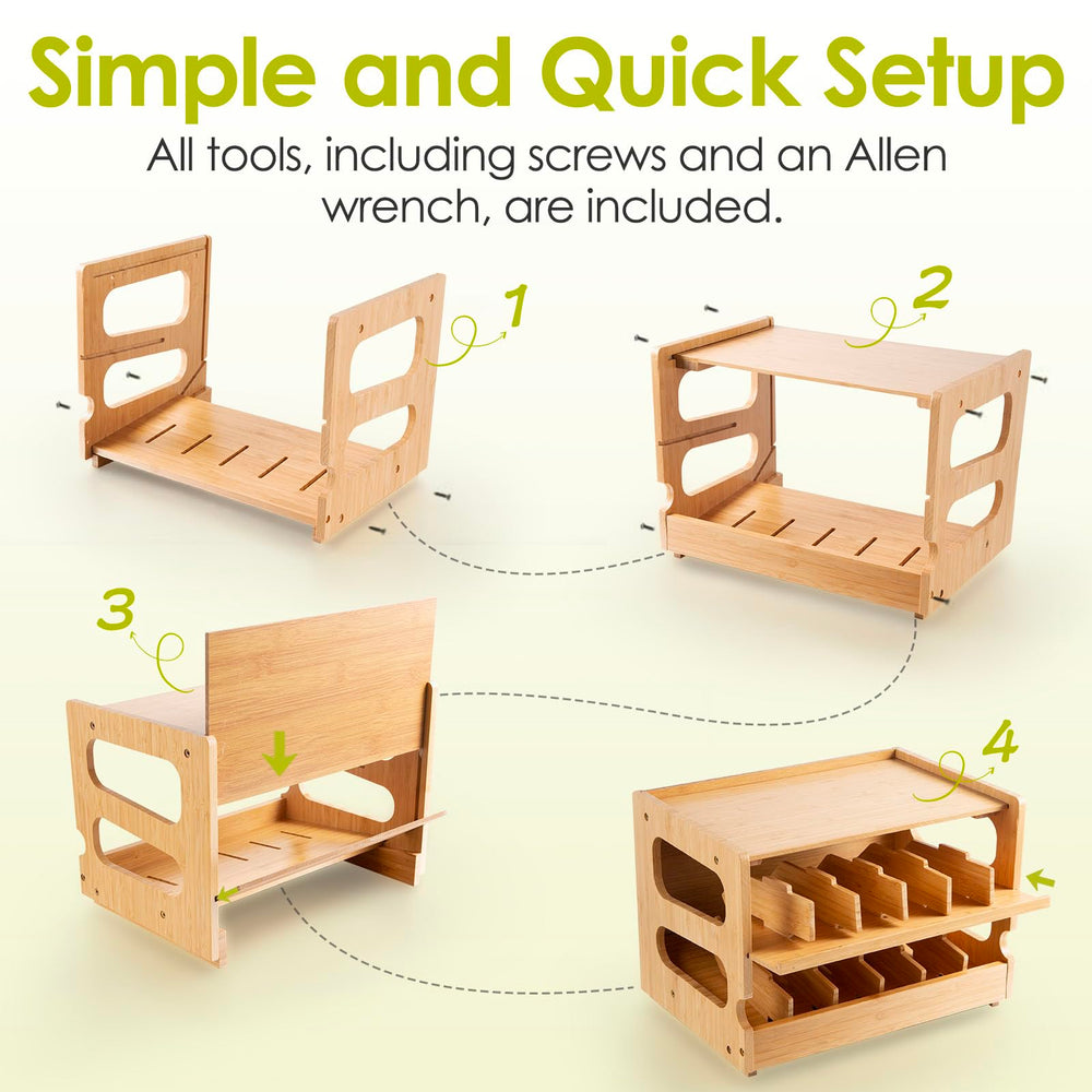 Coanto bamboo pantry storage holds 36 cans, reducing clutter and saving space.