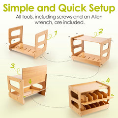 Coanto bamboo pantry storage holds 36 cans, reducing clutter and saving space.