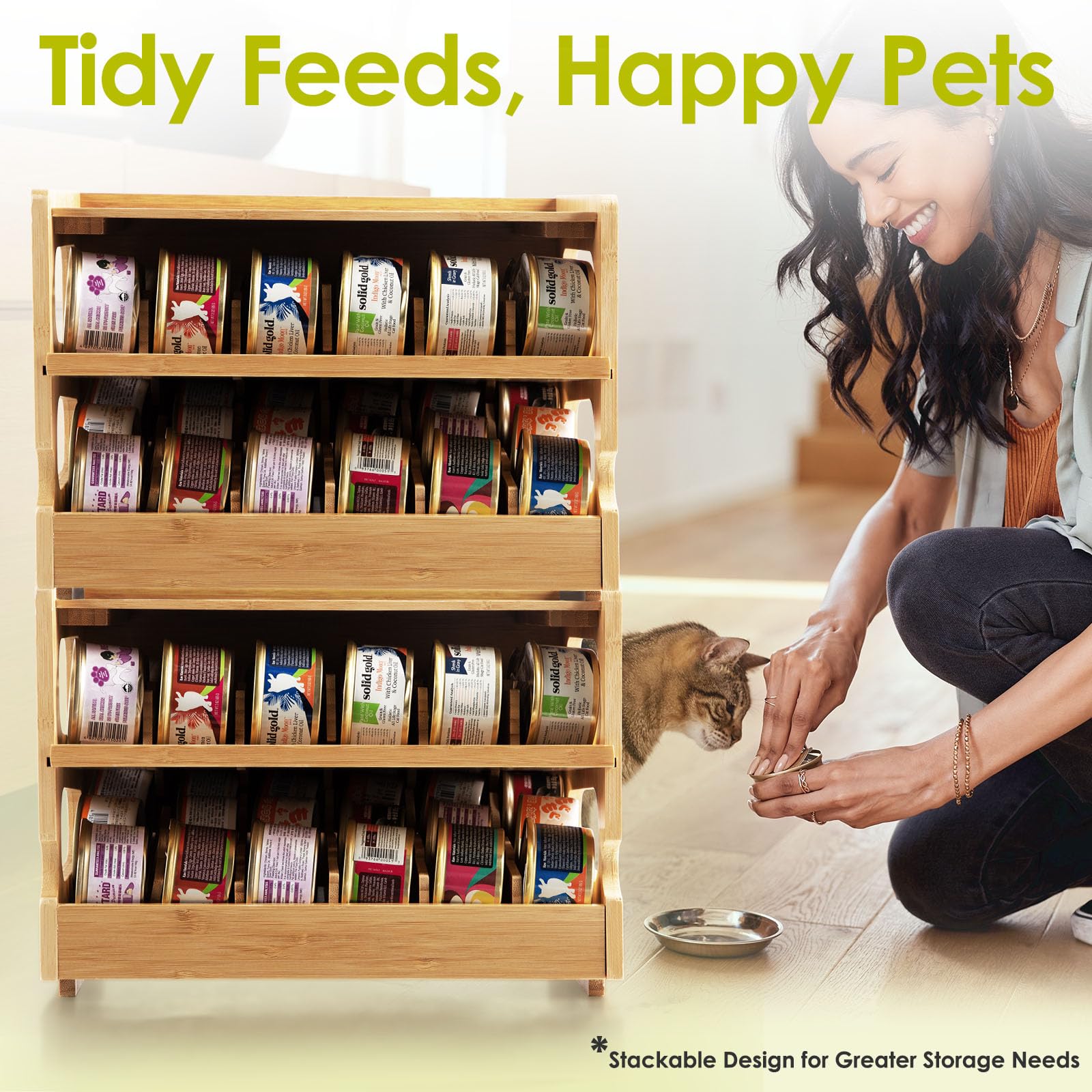Coanto cat food storage organizer fits 3oz cans and drinks up to 12 oz for versatility.