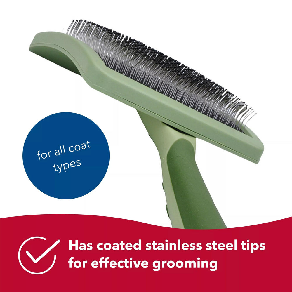 Coastal Dog Slicker Brush coated-tip bristles glide gently and reduce snags.