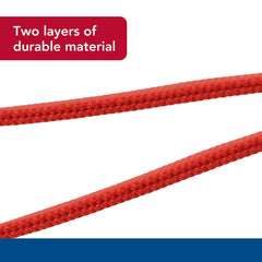 Coastal Double-Ply Dog Collar red strap closeup emphasizes reinforced stitching for durability.