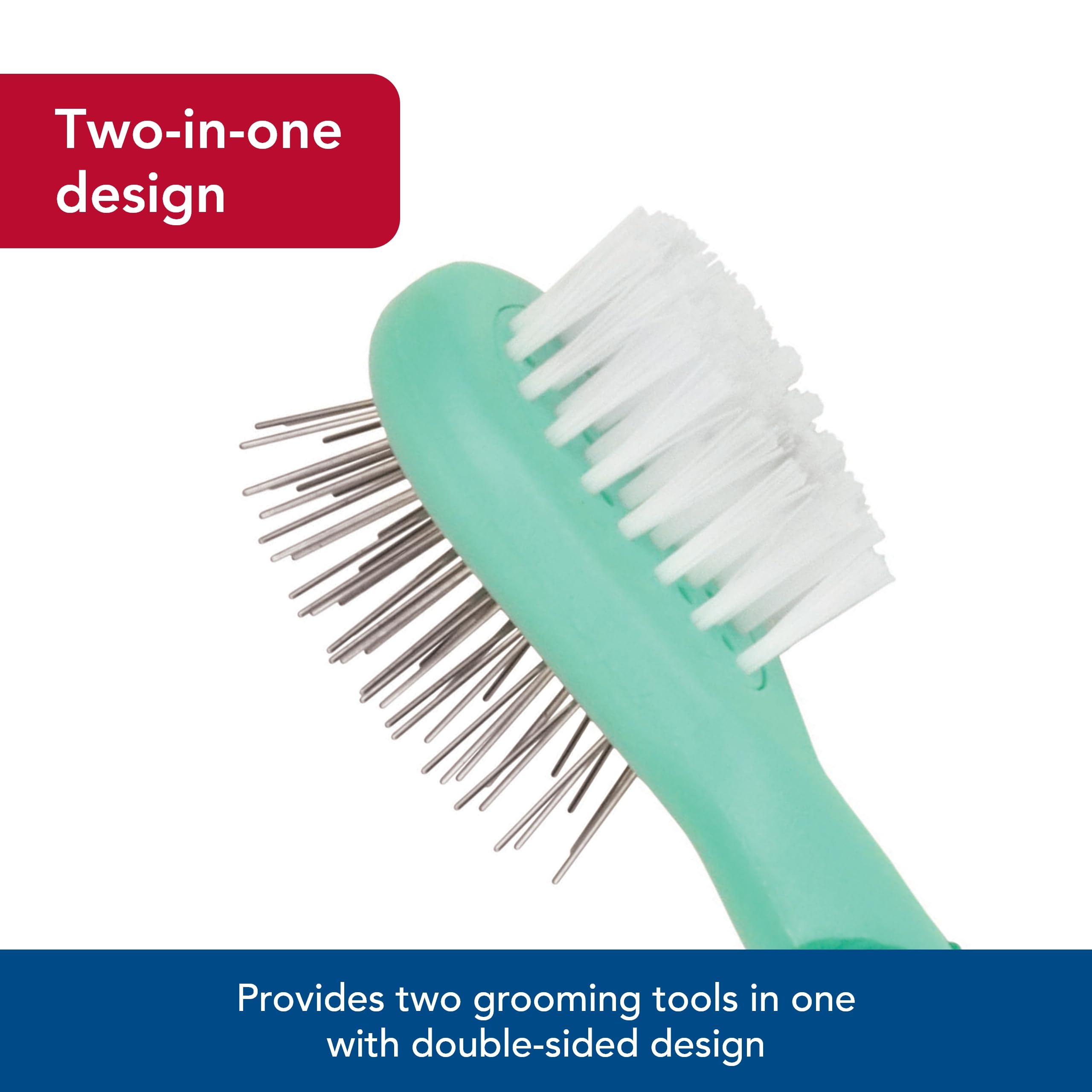 Coastal Li'l Pals Dog Combo Brush wire pins remove loose hair gently on small breeds.